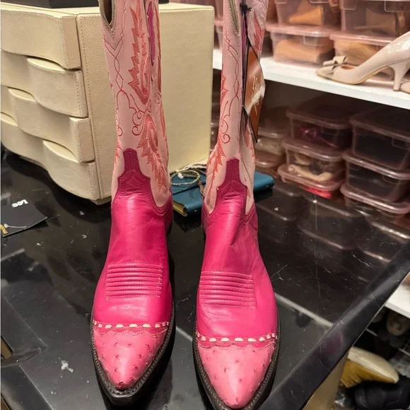 RARE LUCCHESE WOMEN'S SZ 7.5 BARBIE - PINK LEATHER COWGIRL BOOTS - Picture 7 of 8